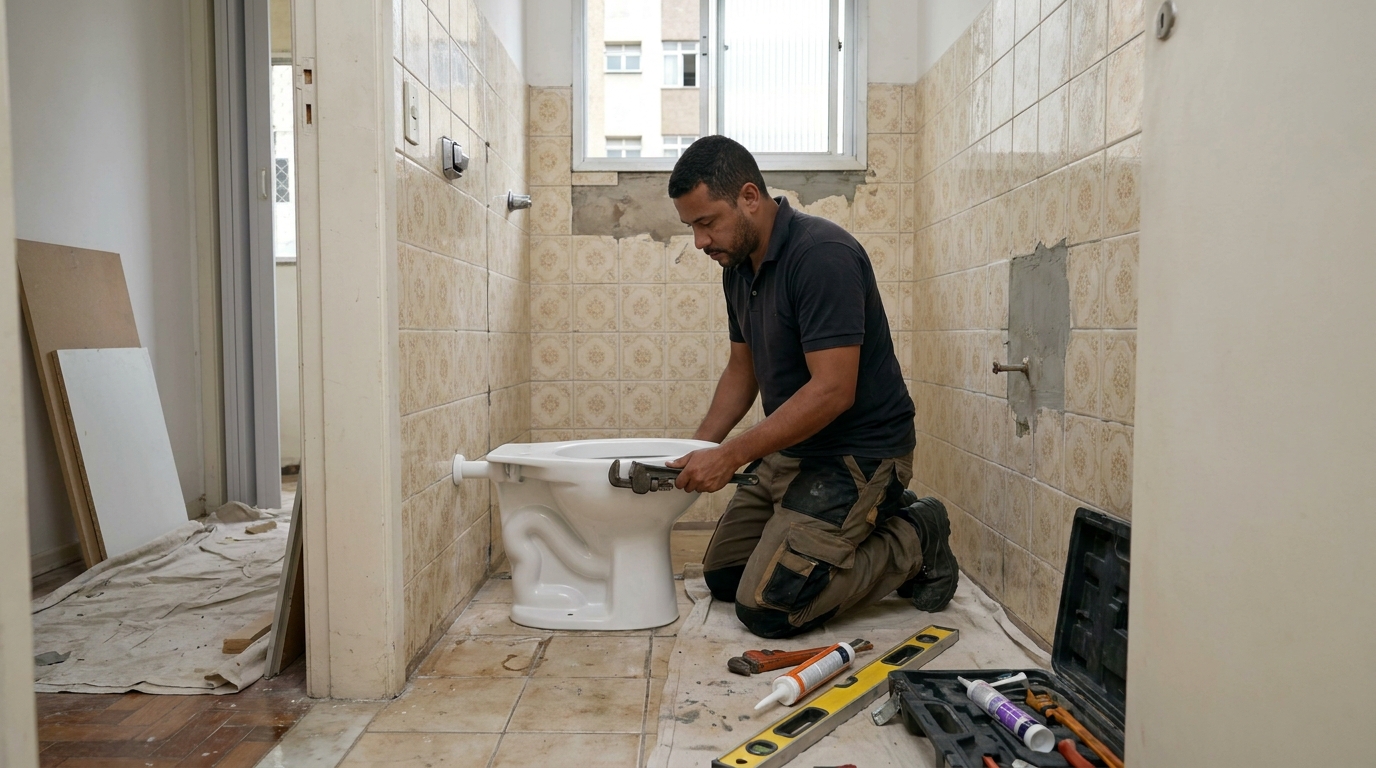 Instalação de vaso sanitário profissional em Vitória‑ES